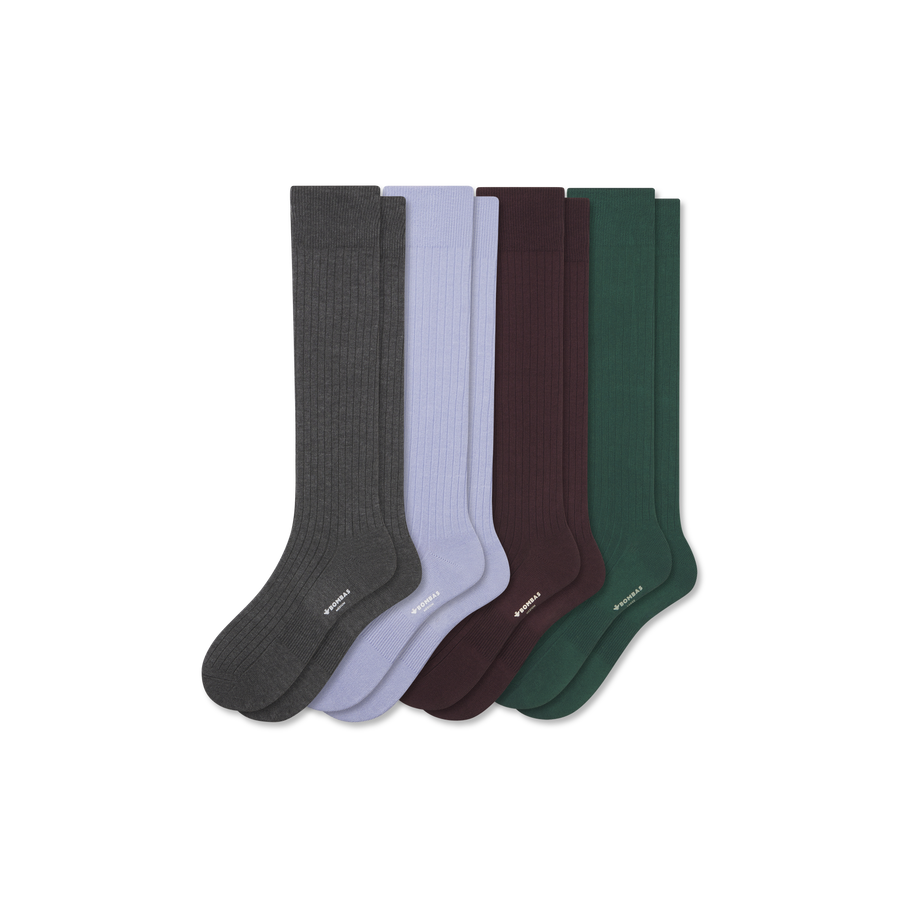 Men's Ribbed Dress Over the Calf Sock 4-Pack - Soft Recovery Pair