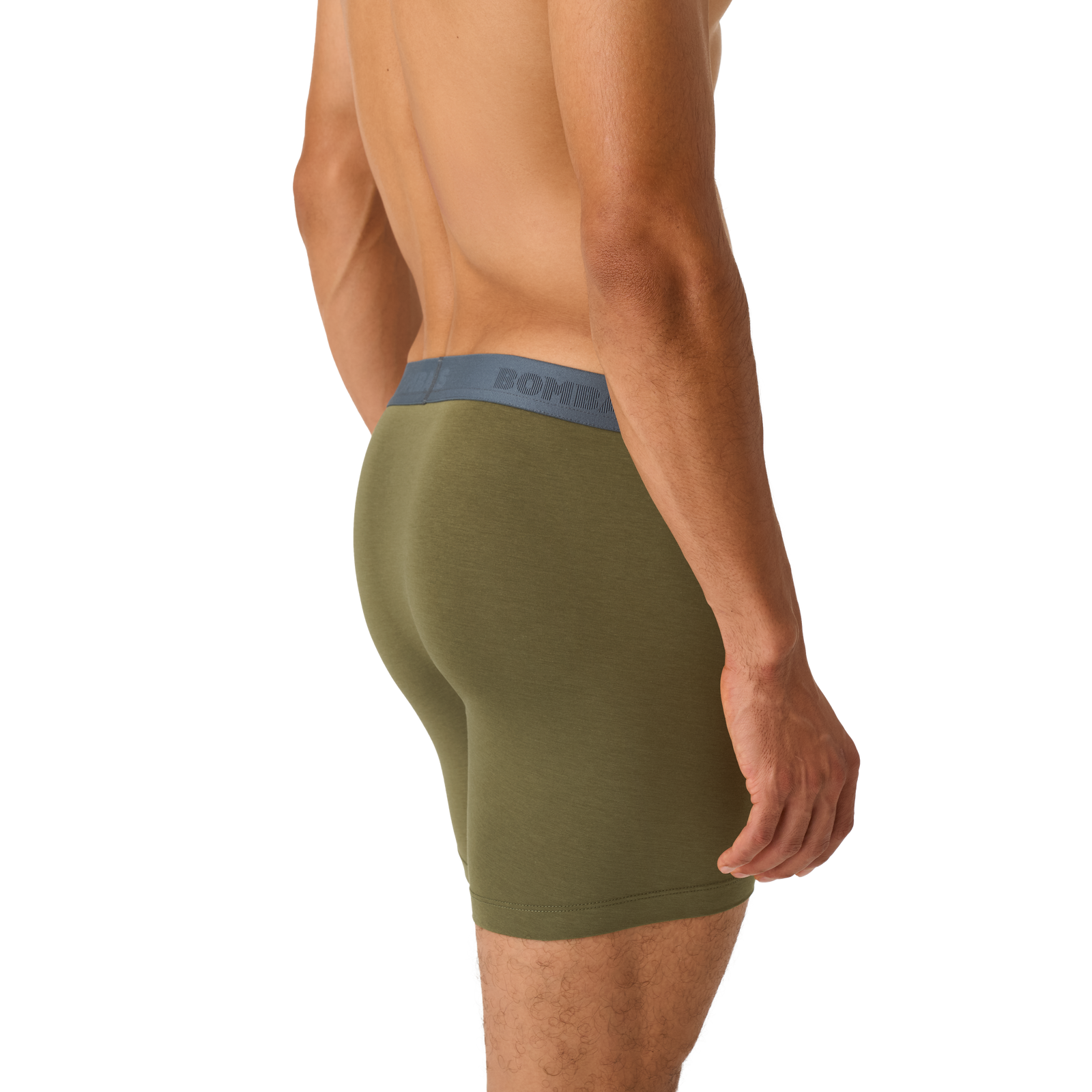 Men's Cotton Modal Blend Boxer Brief - OLIVE MOSS / PEBBLE WAISTBAND MO2 [8470]