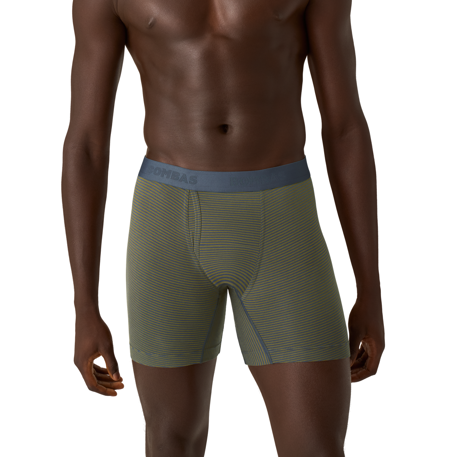 Men's Cotton Modal Blend Boxer Brief - Pebble / Olive Stripe MO1 [8470] V2
