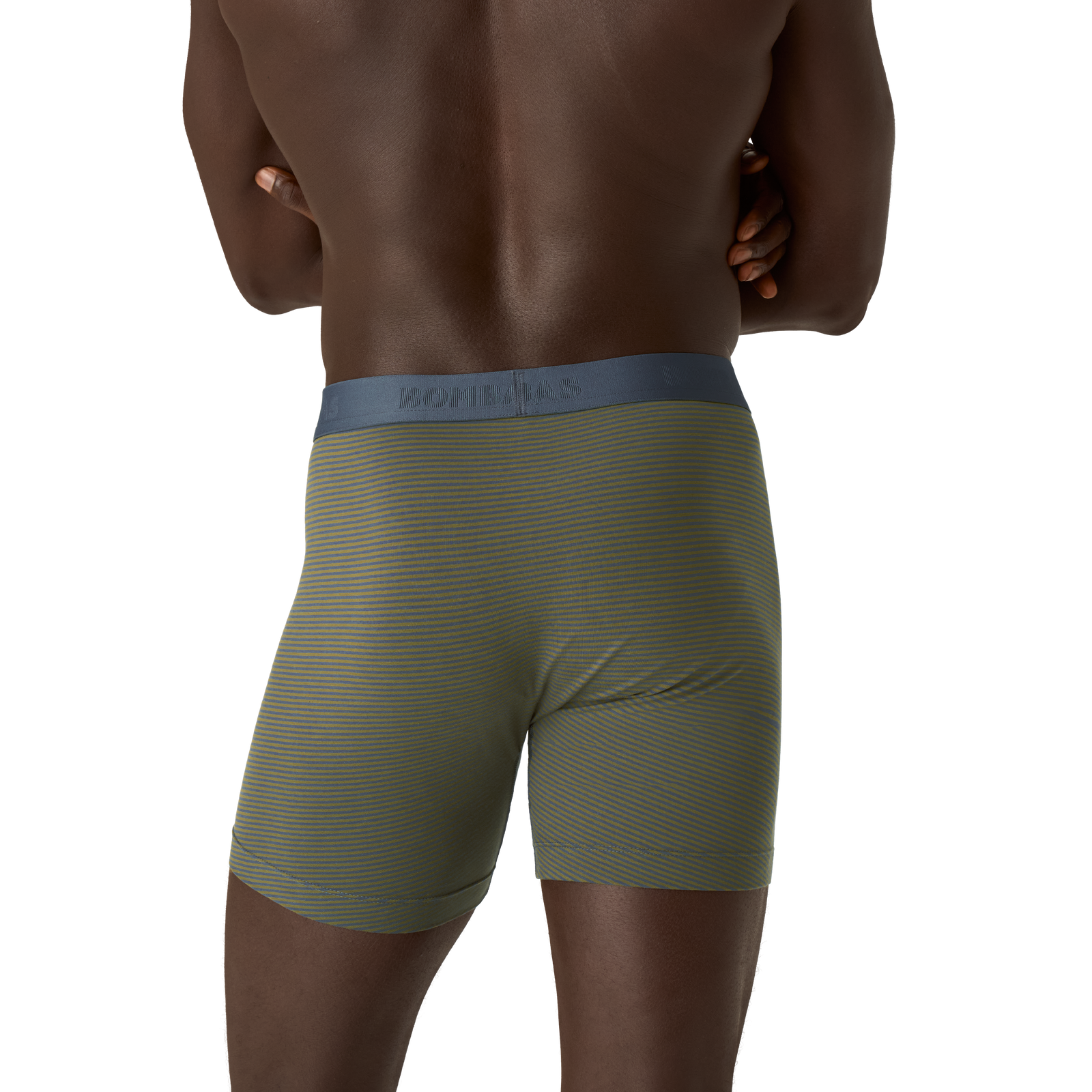 Men's Cotton Modal Blend Boxer Brief - Pebble / Olive Stripe MO2 [8470] V2