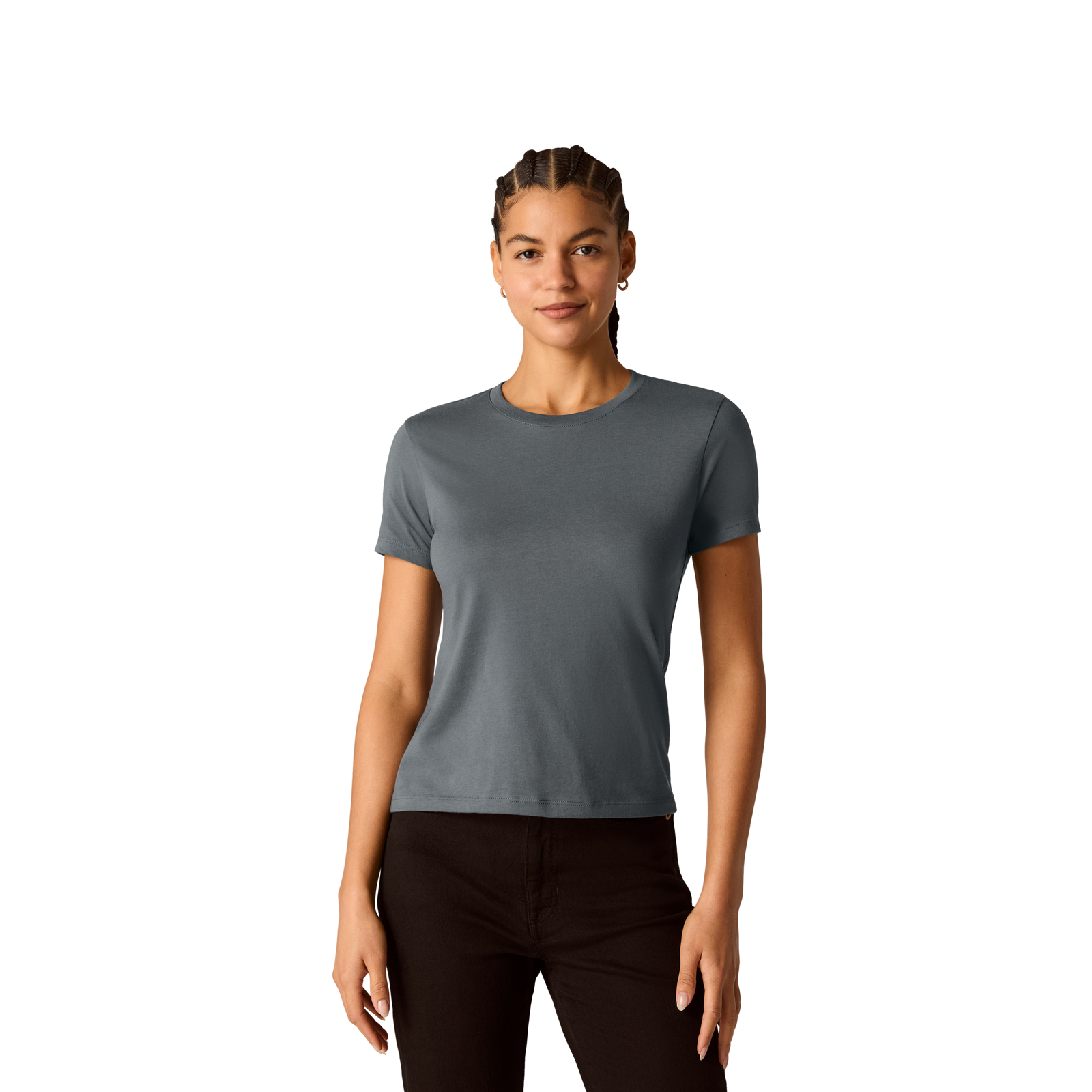 Pima Cotton Slim Crew Neck T-Shirt - Cool Smoke WO2 [8528]