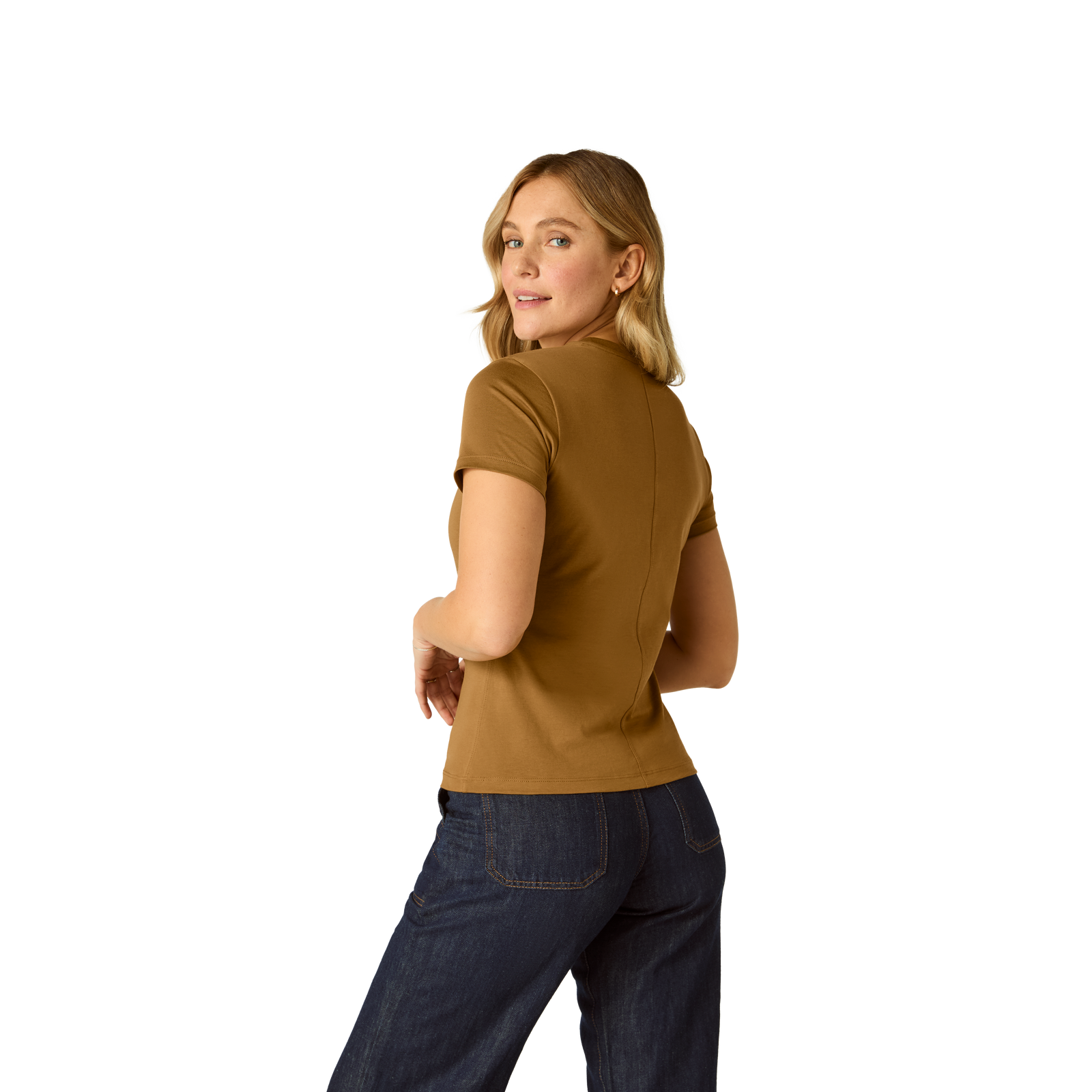 Women's Slim Fit Pima Cotton Crew Neck T-Shirt - Canteen WO2 [8528]