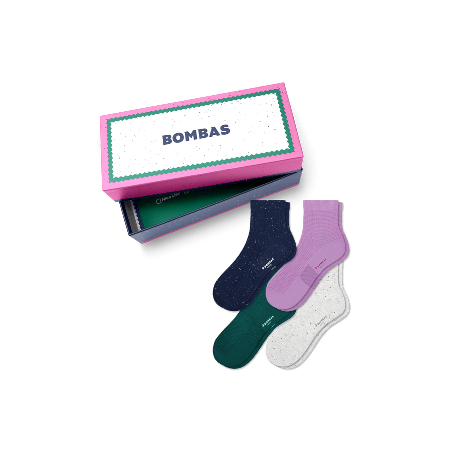 Women's Lightweight Quarter Sock 4-Pack Gift Box - Easy Wrap