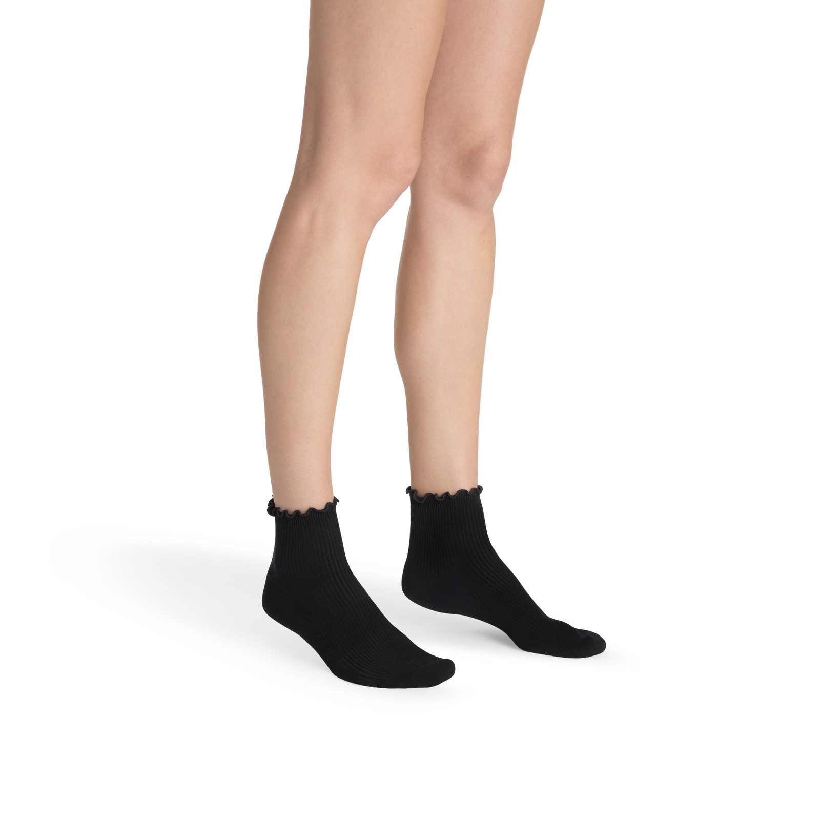 Ruffle Rib Quarter Socks - black WO1 [8562]