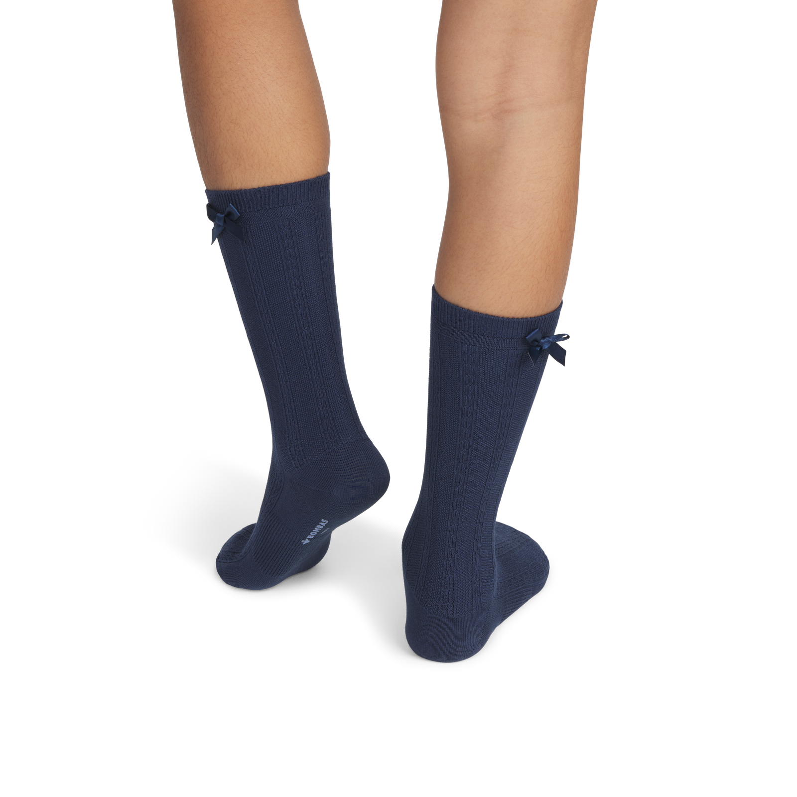 Textured Bow Calf Socks - Tidal Navy YO1 [8595]