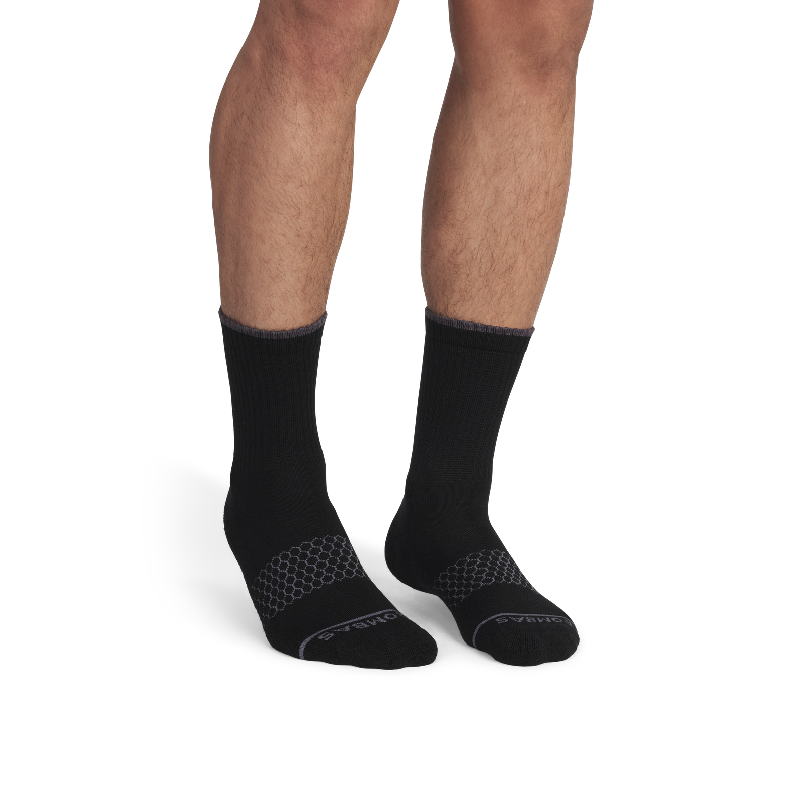 Merino Wool Blend Half Calf Socks - Black MO1 [8624]