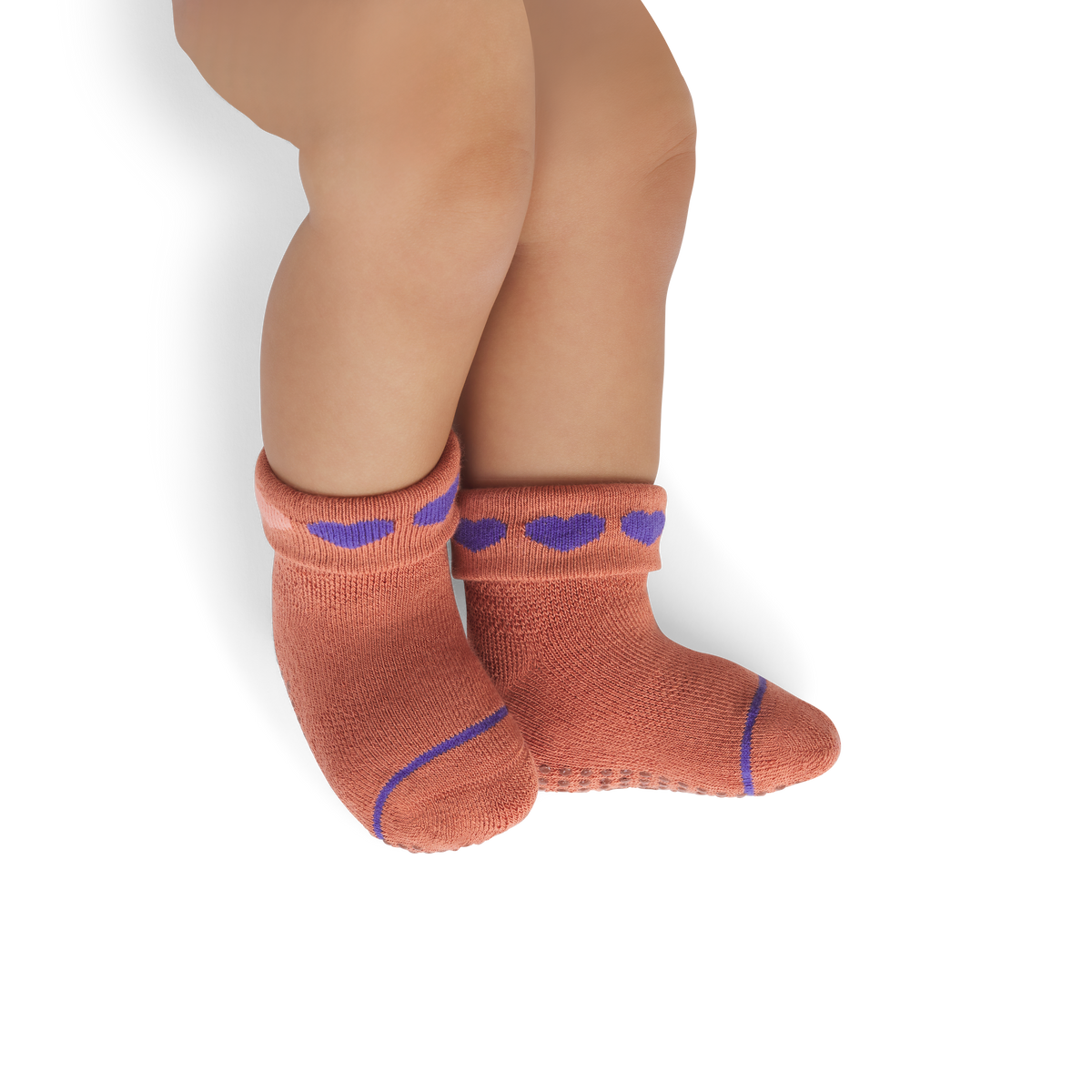 Valentine's Gripper Calf Socks (6-12 Months) - Washed Terracotta BO1 [8657]