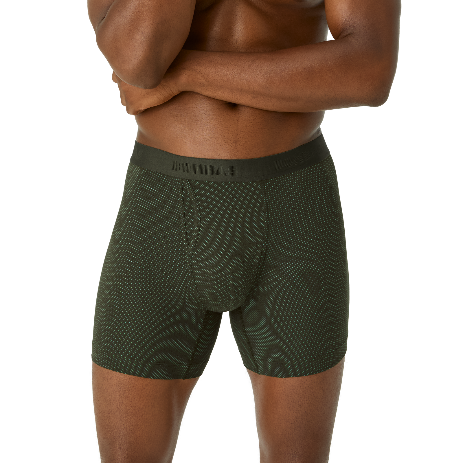 Cotton Modal Blend Boxer Brief - Dark Olive Green / Kelly Green Birds Eye MO1 [8707]