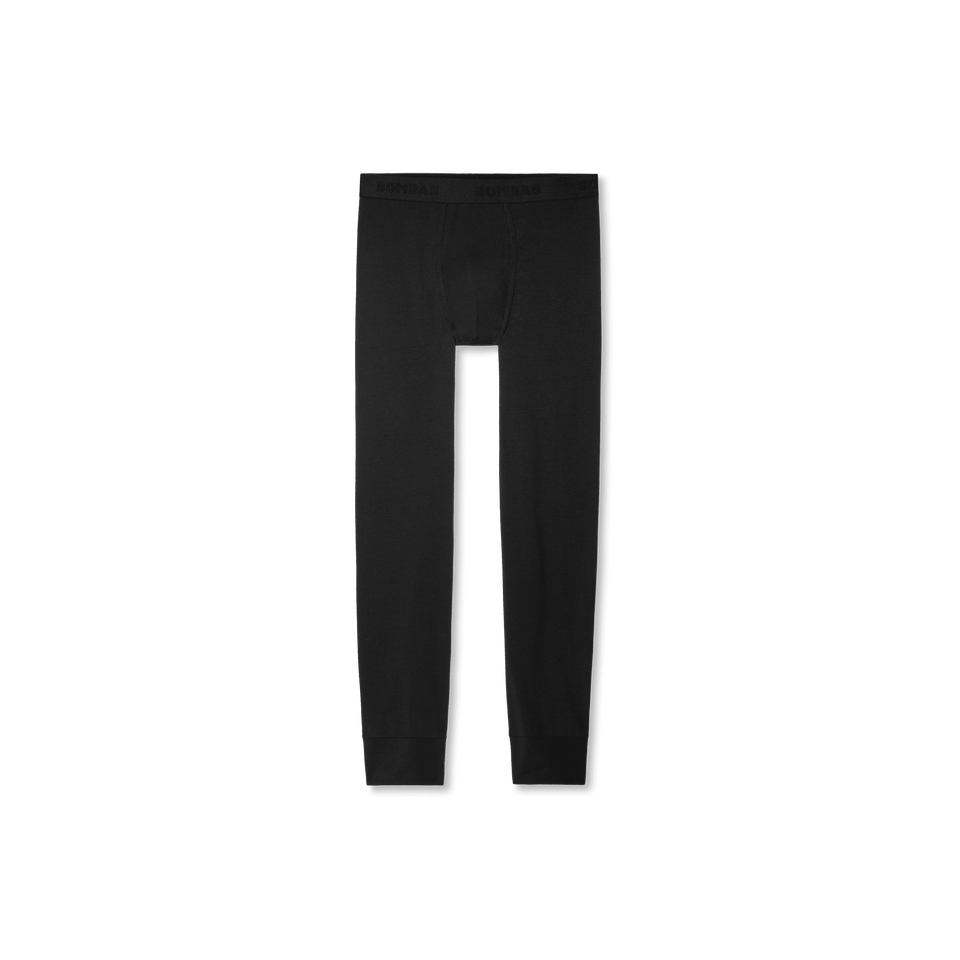 Men's Cotton Modal Blend Long Underwear - Black L [8713]