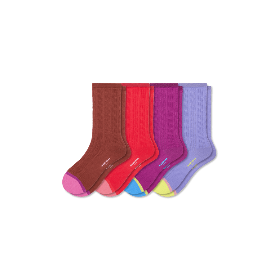 Youth Pointelle Calf Sock 4-Pack - Weekend Ankle Fit