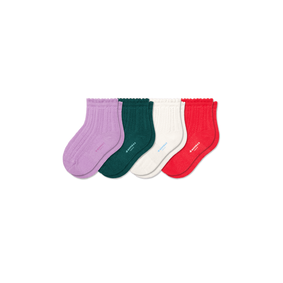 Toddler Pointelle Calf Sock 4-Pack - Soft Court Comfort