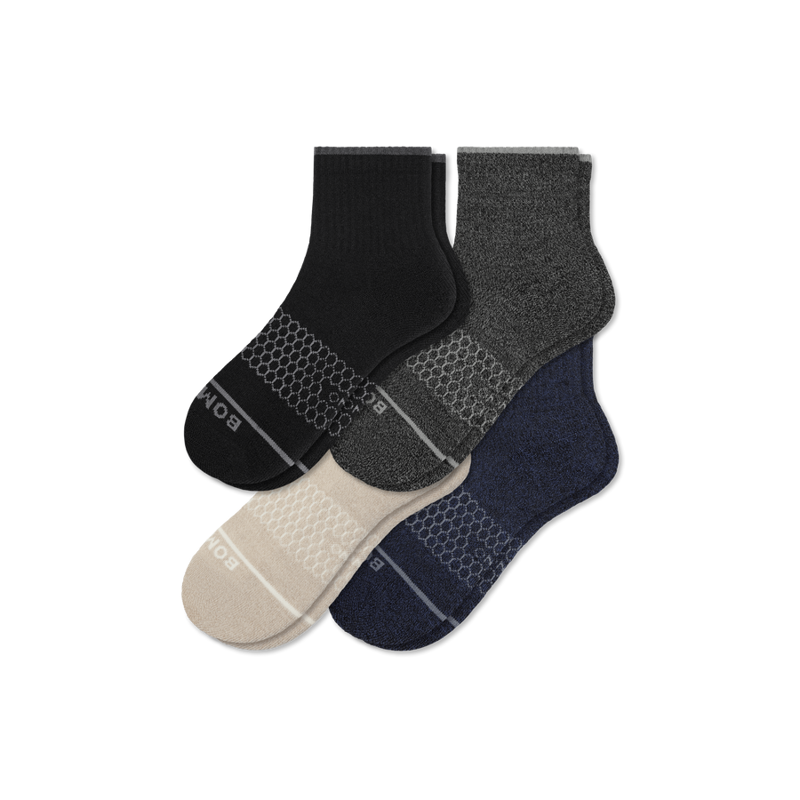 Men's Merino Wool Blend Quarter Sock 4-Pack - Cushion Trail Fit