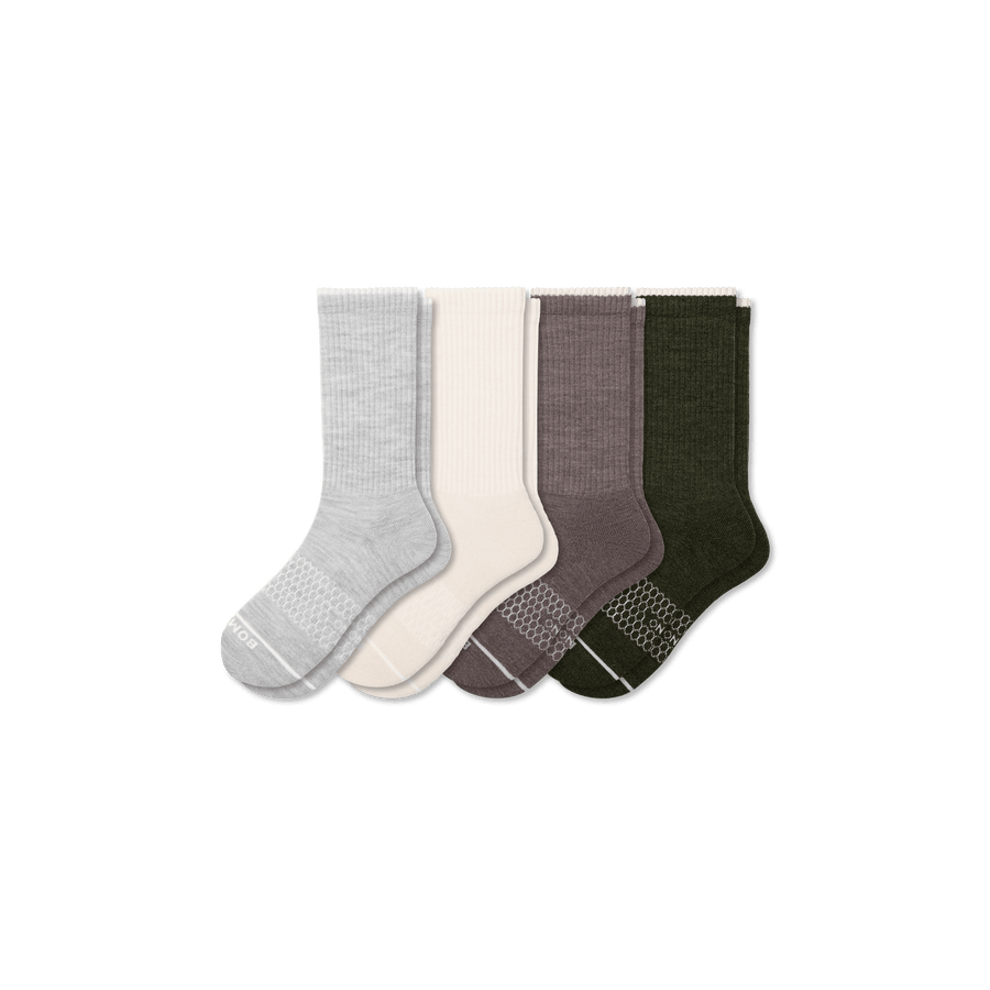Men's Merino Wool Blend Calf Sock 4-Pack - Run Trail Fit