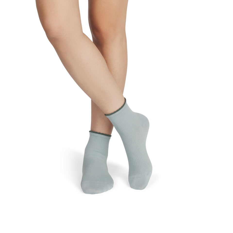Scallop Cuff Quarter Socks - Misty Sky WO1 [8837]