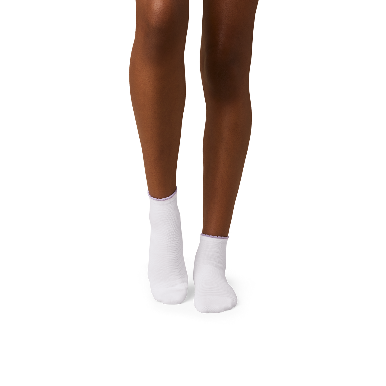 Scallop Cuff Quarter Socks - White WO1 [8837]