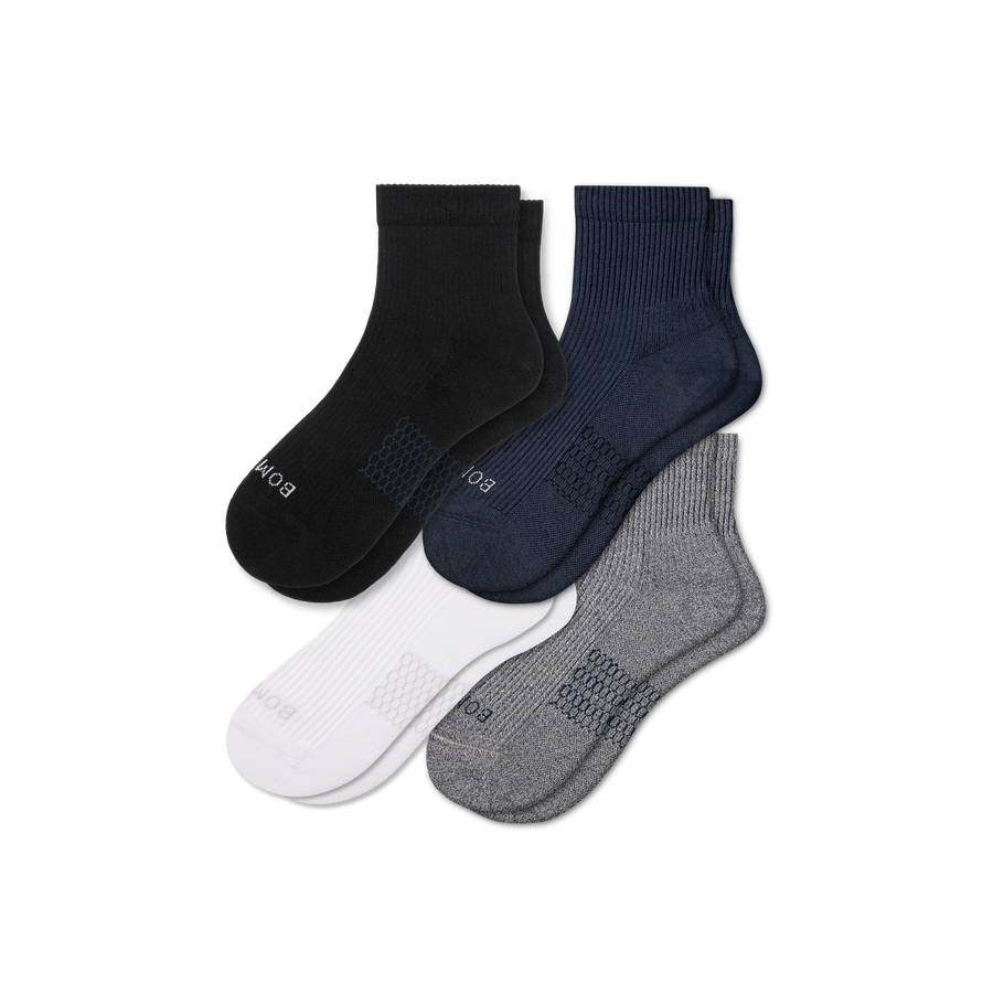 Men's Modern Rib Quarter Sock 4-Pack - Classic Ankle Support