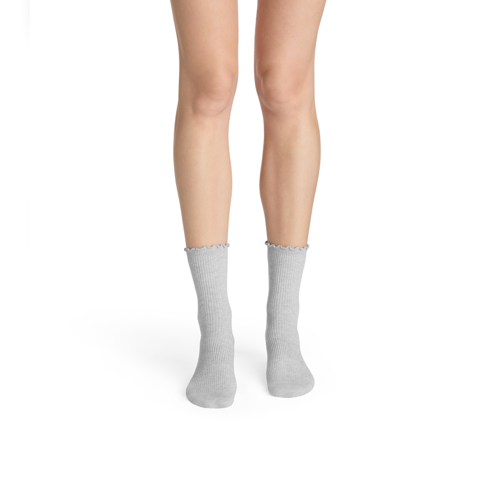 Ruffle Rib Half Calf Sock - light grey htr WO1 [9289]