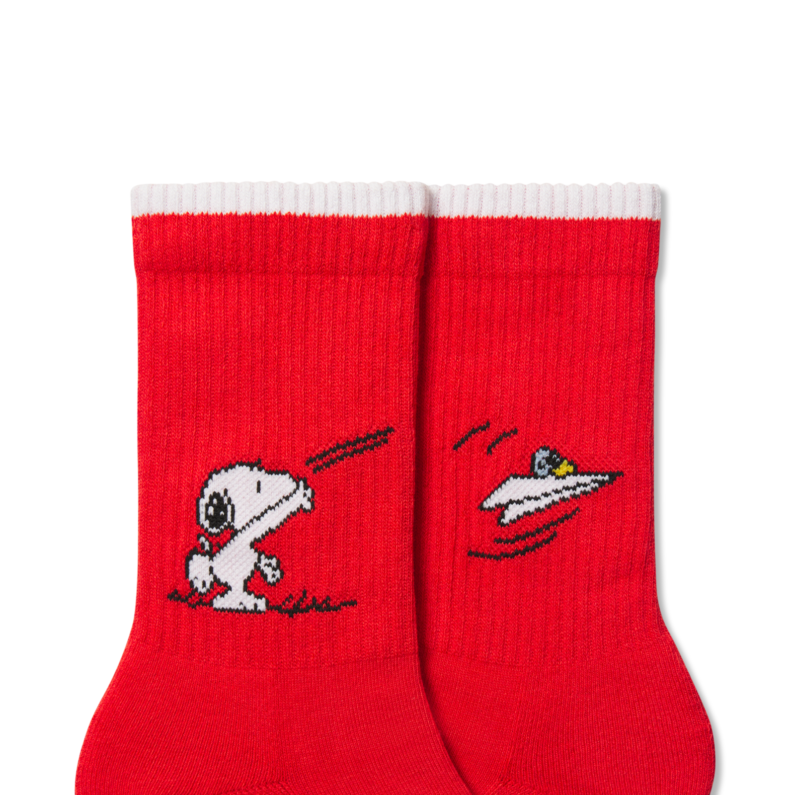 Youth Paper Plane Snoopy Calf Socks - electric red DETAIL [9634]
