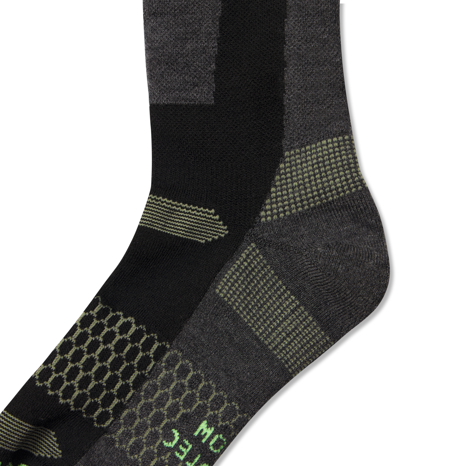 Mid-Cushion Merino Wool Ski & Snowboard Socks - black lime Detail [9714]
