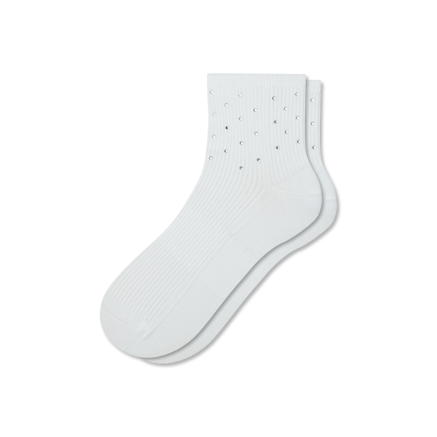 Women’s Rhinestone Rib Quarter Socks - Easy Lounge Rotation