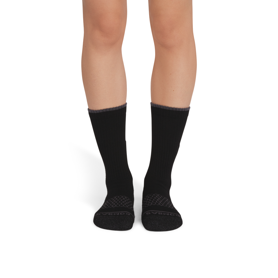 Women's Ultra Strong Merino Blend Calf Socks - Black Charcoal WO1 [9808]