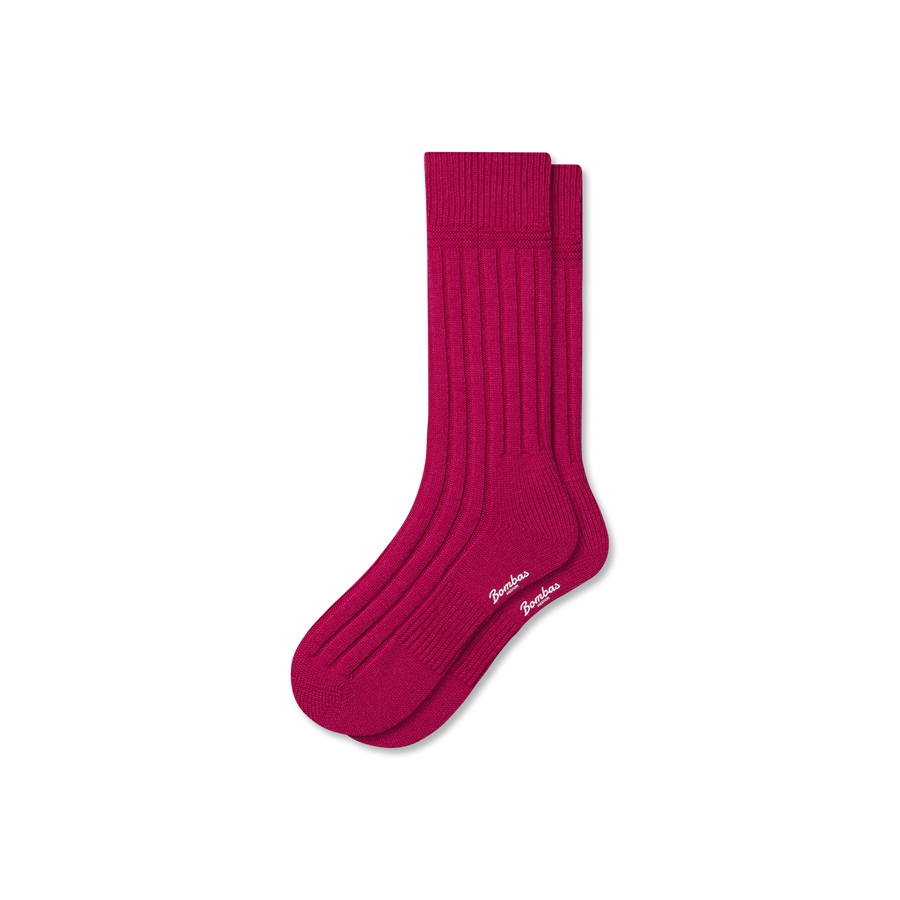 Women's Merino Cashmere Blend Rib Calf Socks - Weekend Hike Comfort