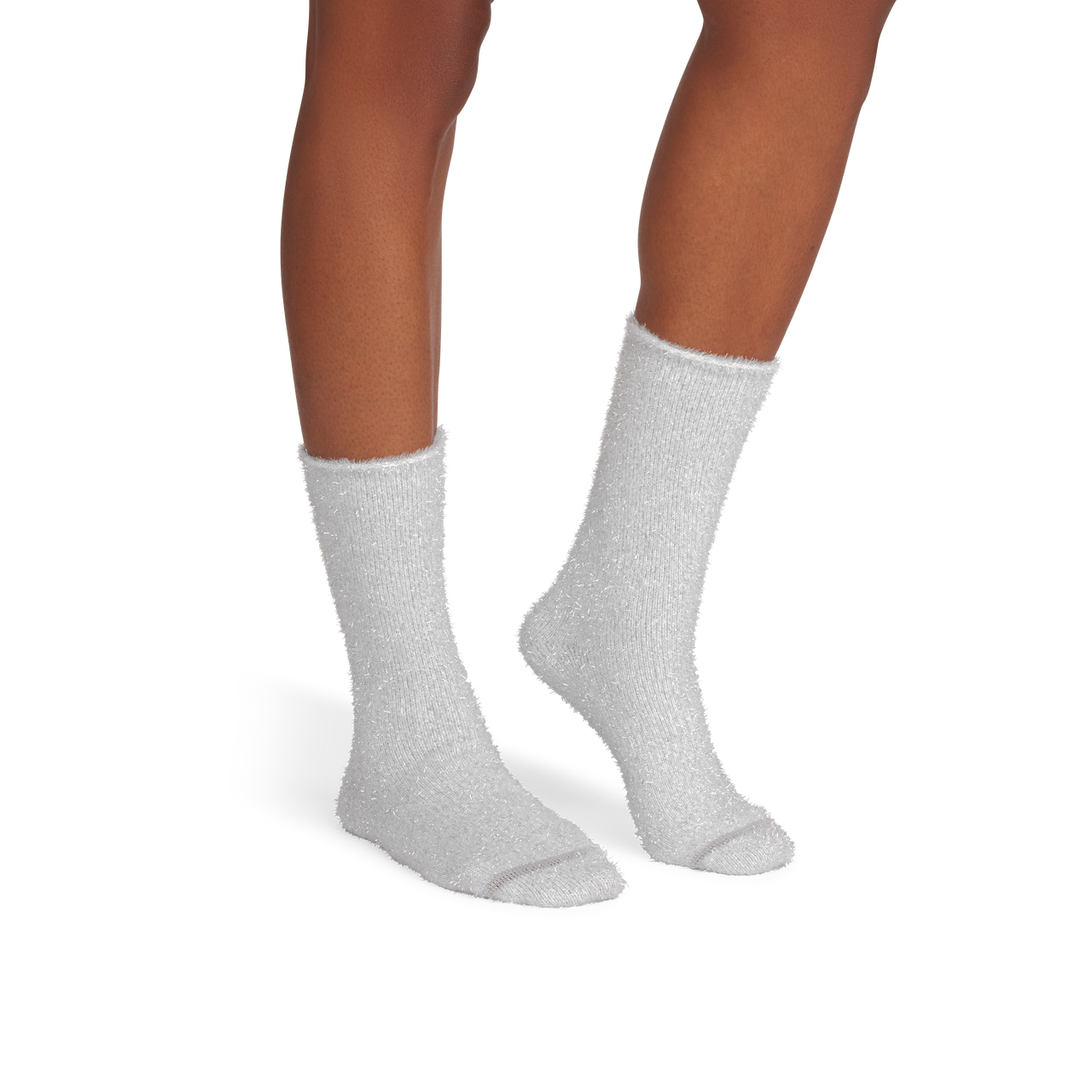 Women's Fuzzy Socks - Silver Sparkle WO1 [9849]