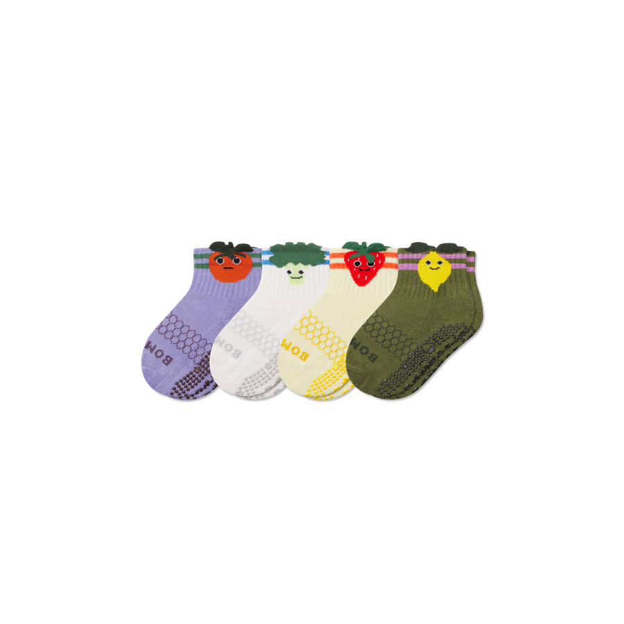 Toddler Fruits & Veggies Calf Sock 4-Pack - Weekend No Show Support