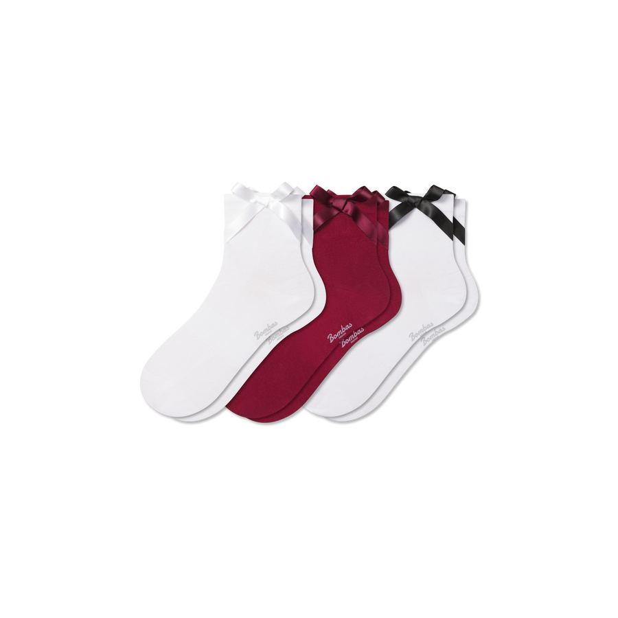Women's Lightweight Bow Quarter Sock 3-Pack - Comfort Lounge Step
