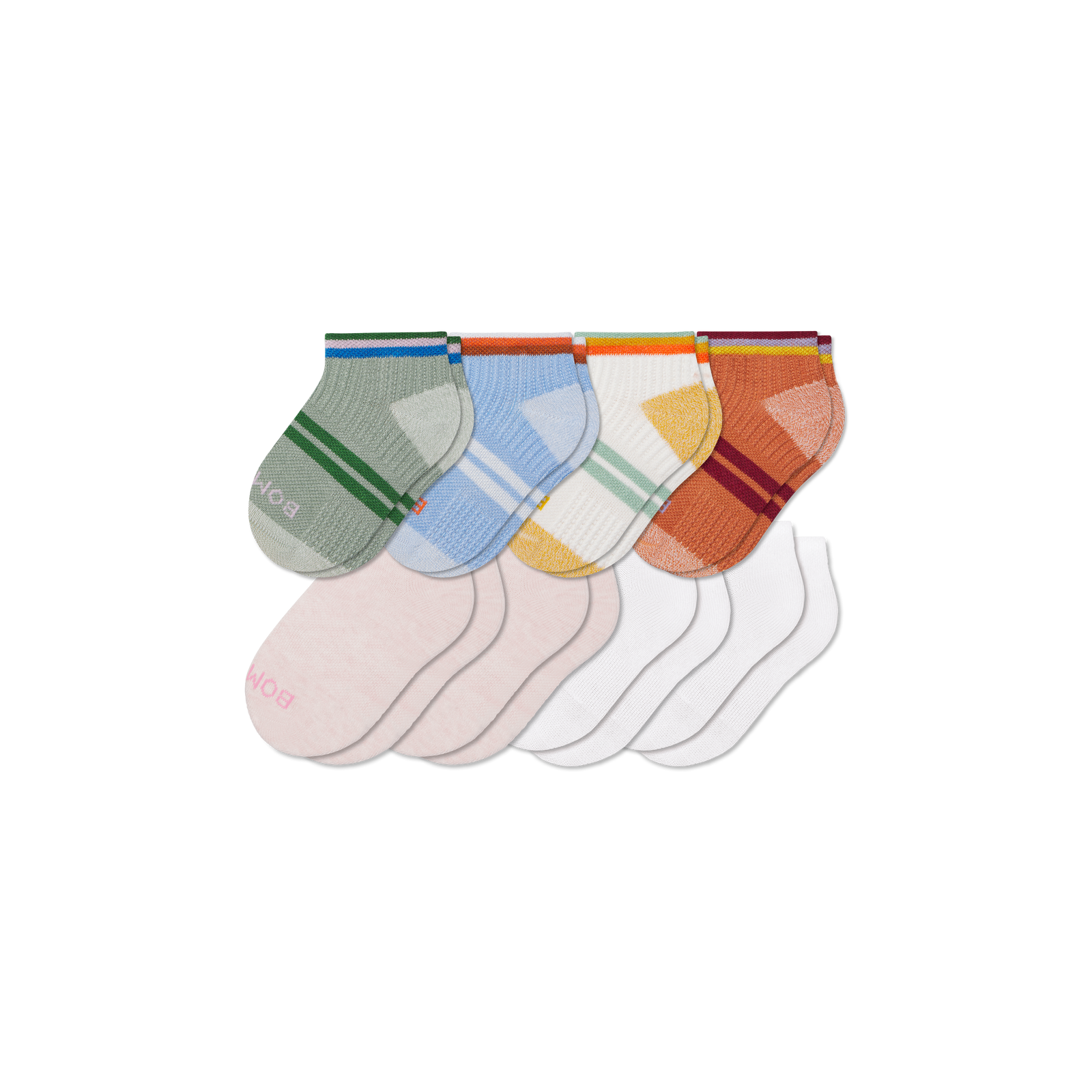 Junior Lightweight Ankle Sock 8-Pack - adobe pink mix L