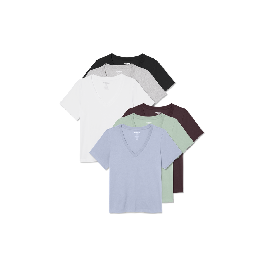 Women's Pima Cotton V-Neck T-Shirt 6-Pack - Daily Layer
