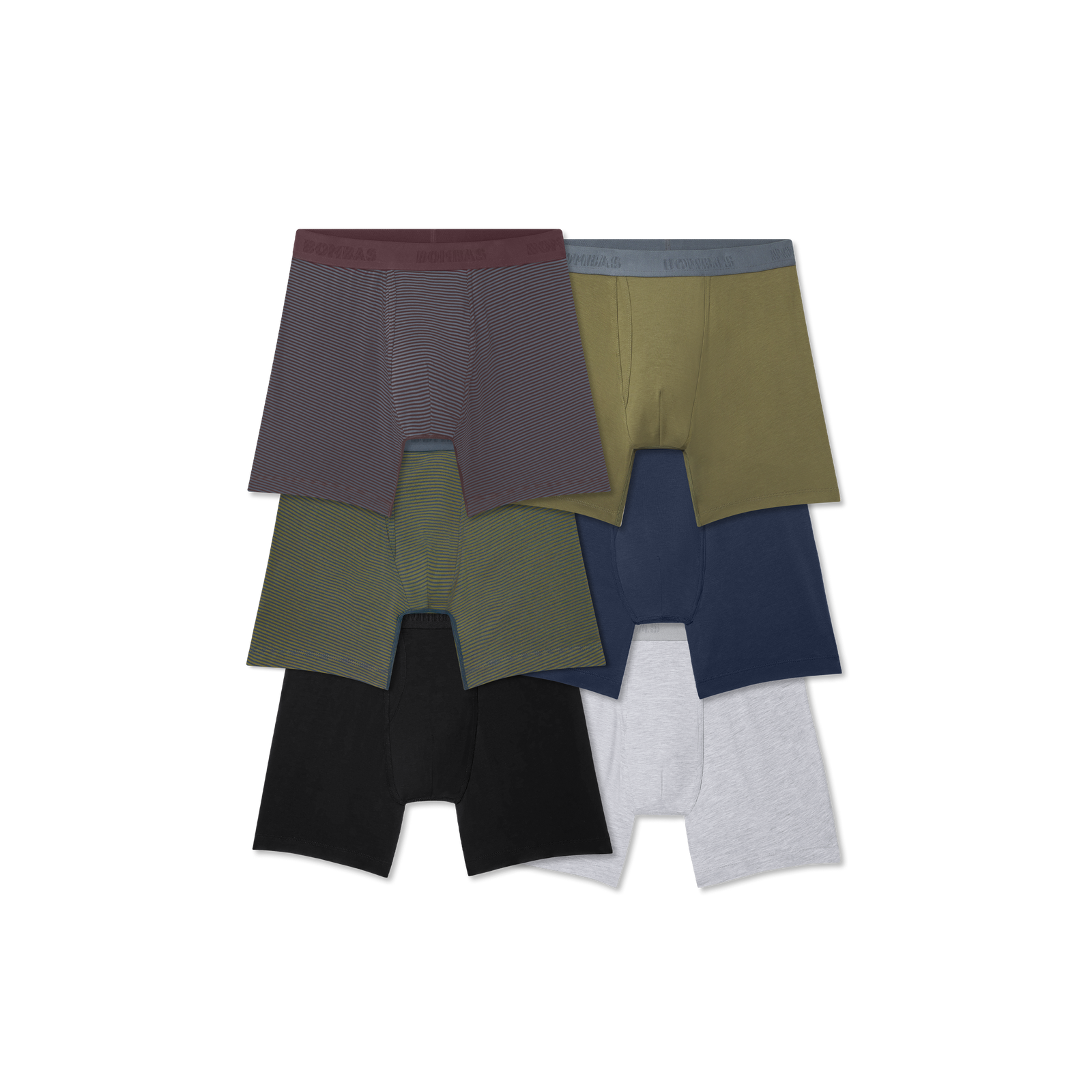 Men's Cotton Modal Blend Boxer Brief 6" 6-Pack - All Spice Pebble Mix L