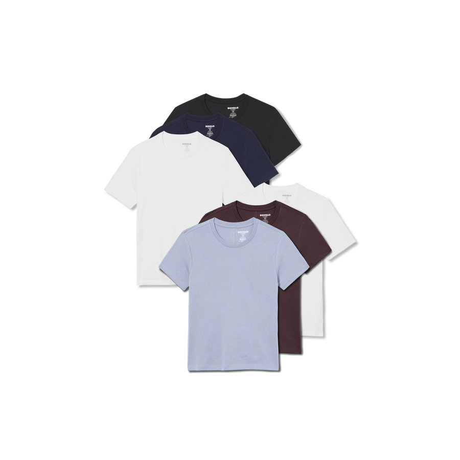 Women's Pima Cotton Slim Crew Neck T-Shirt 6-Pack - Closet Ready