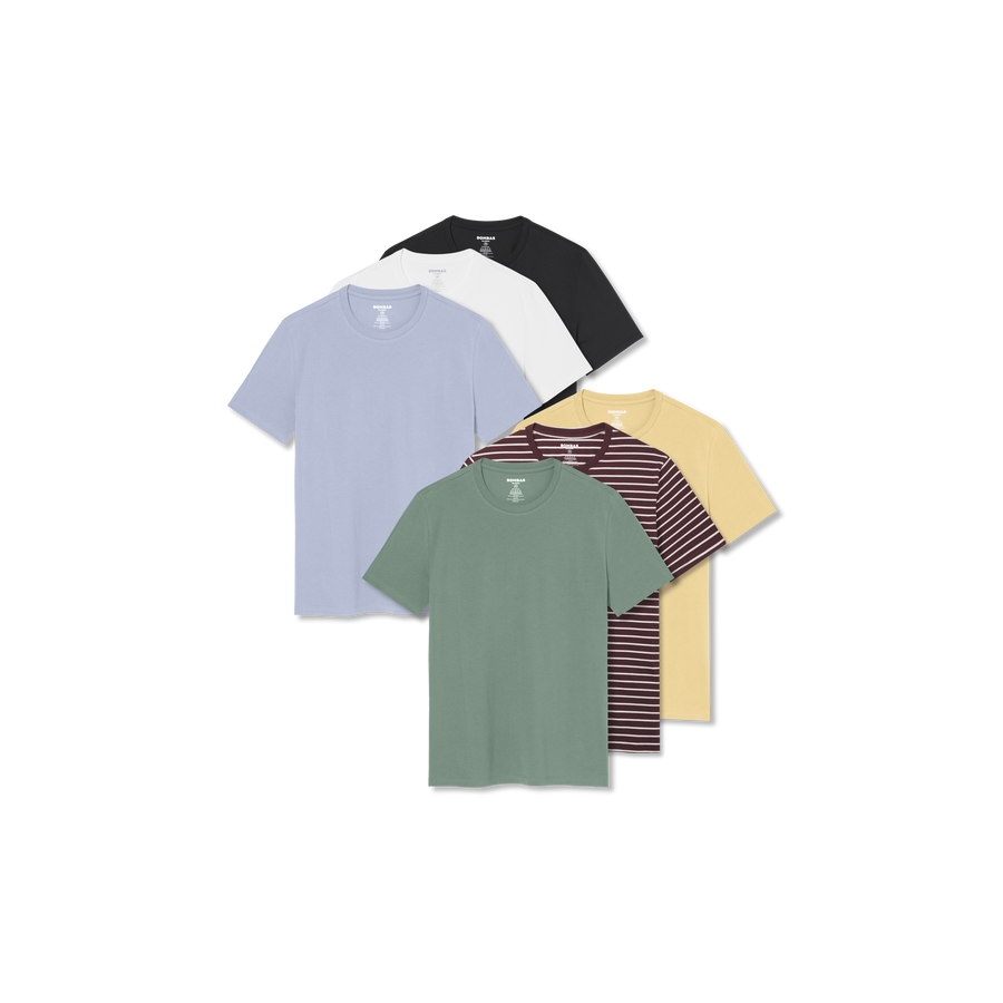 Men's Pima Cotton Crew Neck T-Shirt 6-Pack - Light Tank Cut
