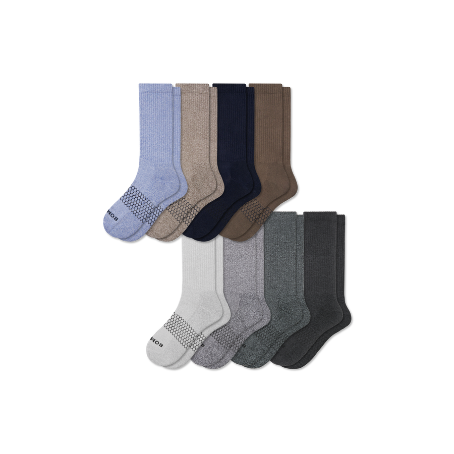 Men's Marl Calf Sock 8-Pack - Breathable Crew Cushion