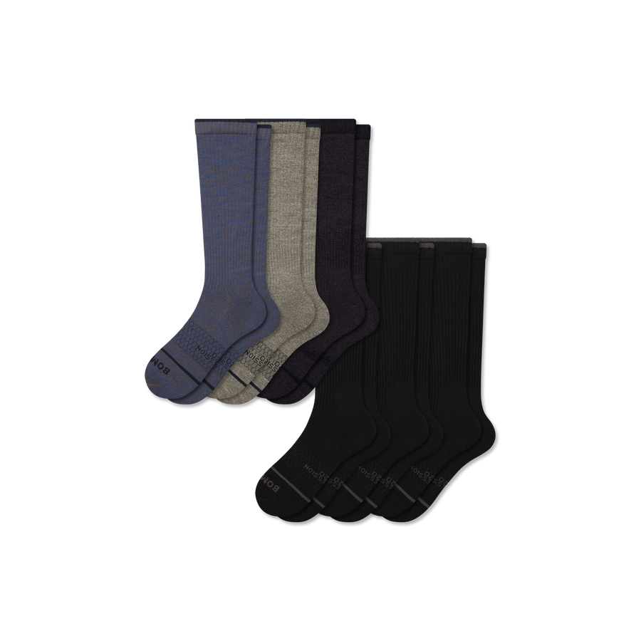 Women's Merino Wool Blend Everyday Compression Sock 6-Pack (15-20mmHg) - Run Stride Hold