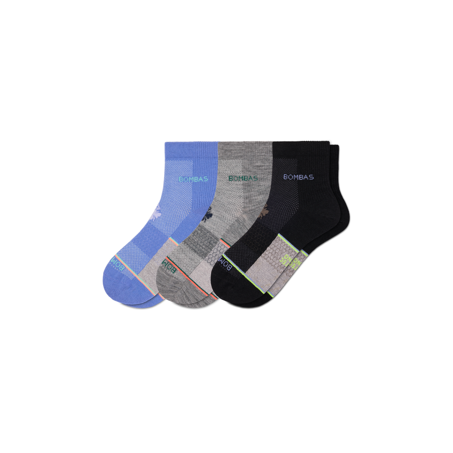 Men's UltraLite Sport Merino Wool Blend Quarter Sock 3-Pack - Run School Wear