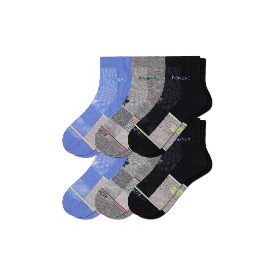 Men's UltraLite Sport Merino Wool Blend Quarter Sock 6-Pack - Cushion No Show Support
