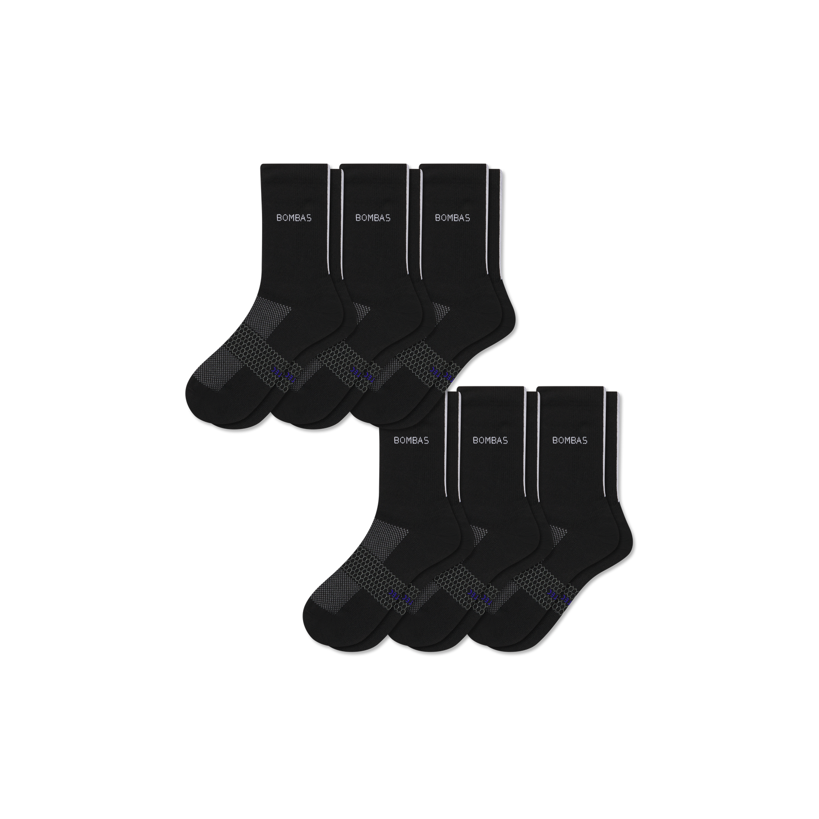 Lightweight Athletic Half Calf Sock 6-Pack - Black