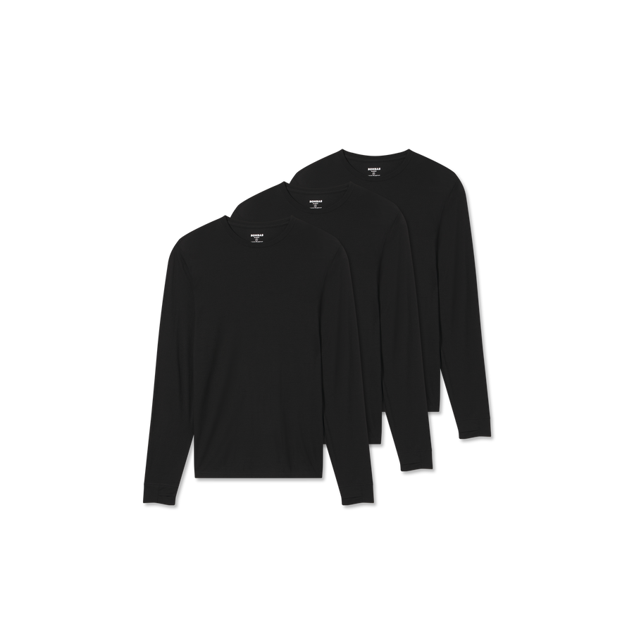Men's Merino Wool Blend Crew Neck Long Sleeve T-Shirt 3-Pack - Active Race Move