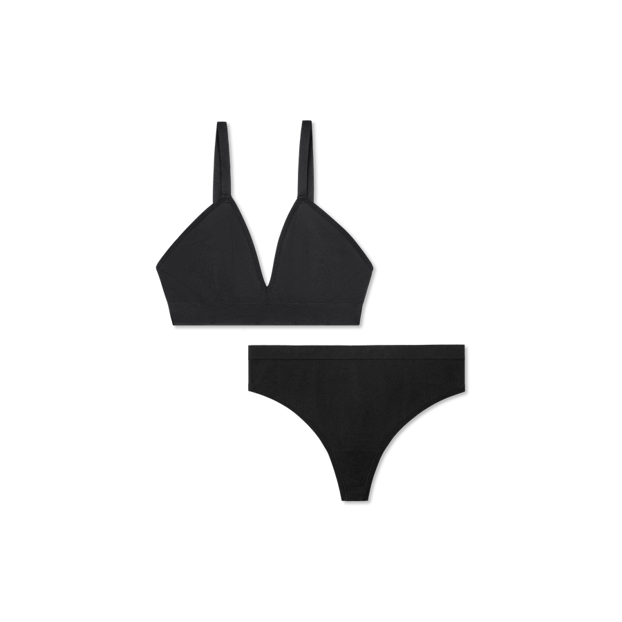Women's Seamless Triangle Bralette + Thong Pack - Lounge Fit Hold