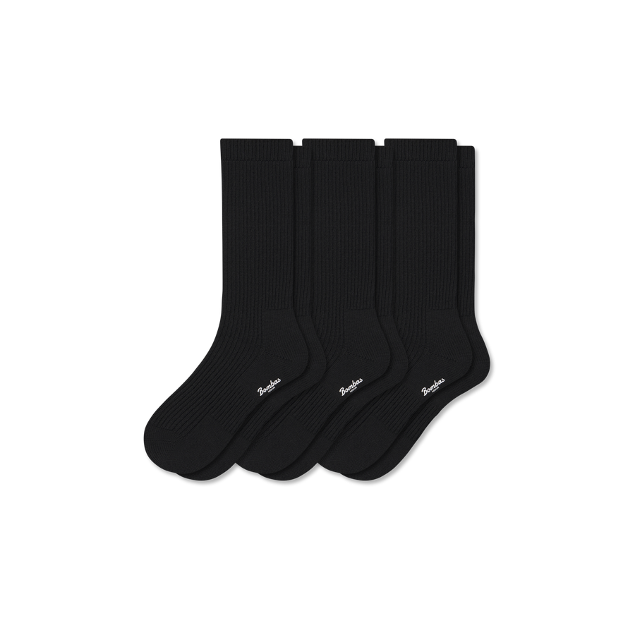 Men's Merino Cashmere Blend Fine Rib Calf Sock 3-Pack - Modern Run Support