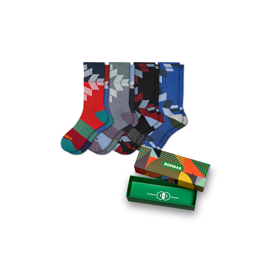 Men's Snowflake Calf Sock 4-Pack Gift Box - Simple Pack