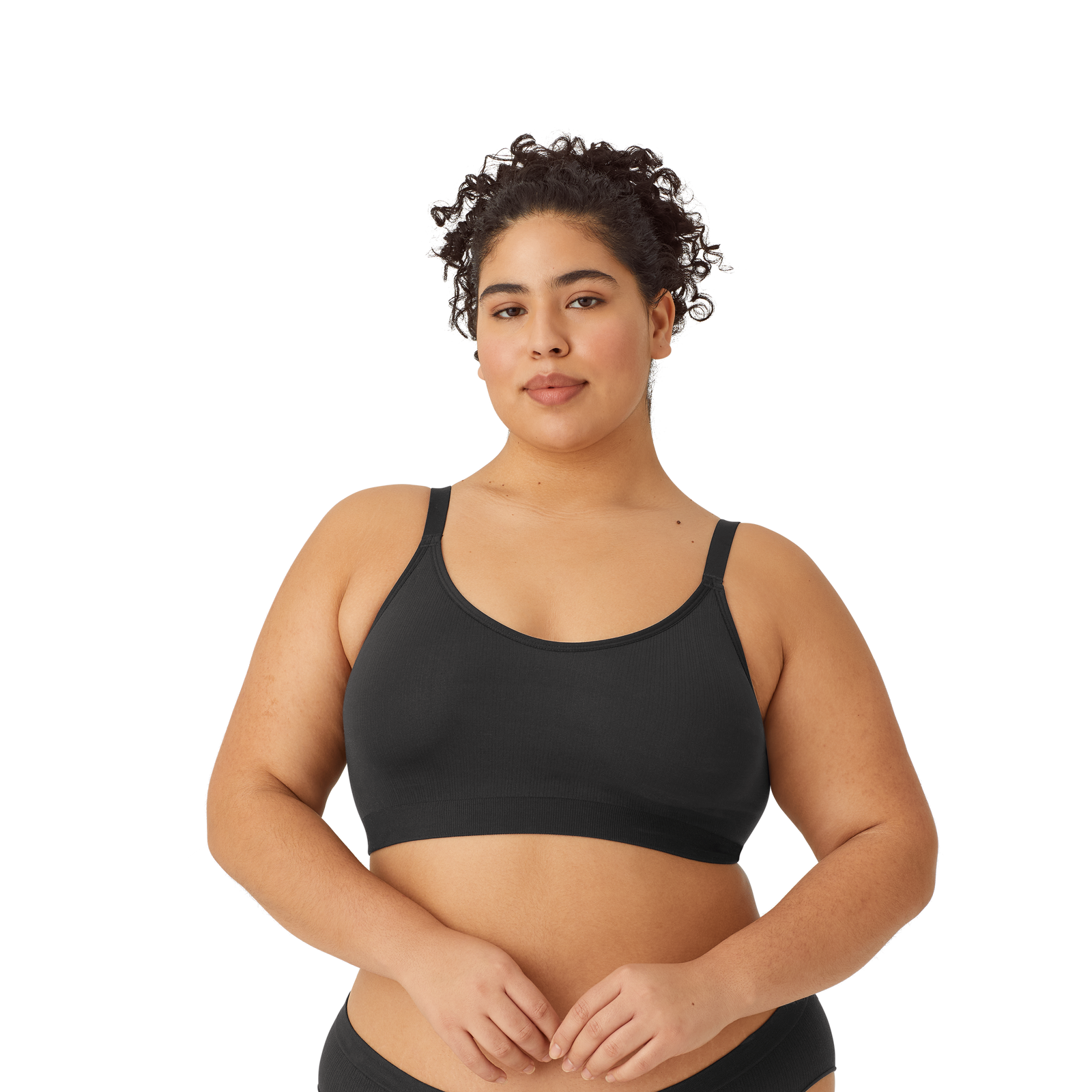 Ribbed Seamless Bralette Black WO1 Plus