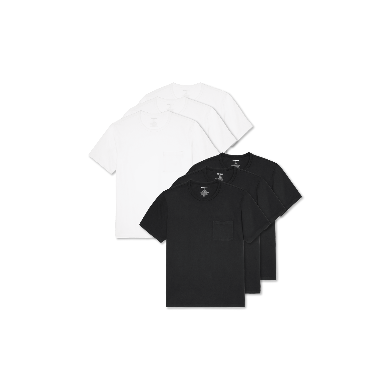 Men's Premium Weight Pocket Crew Neck T-Shirt 6-Pack - Black White Pack L [7248]