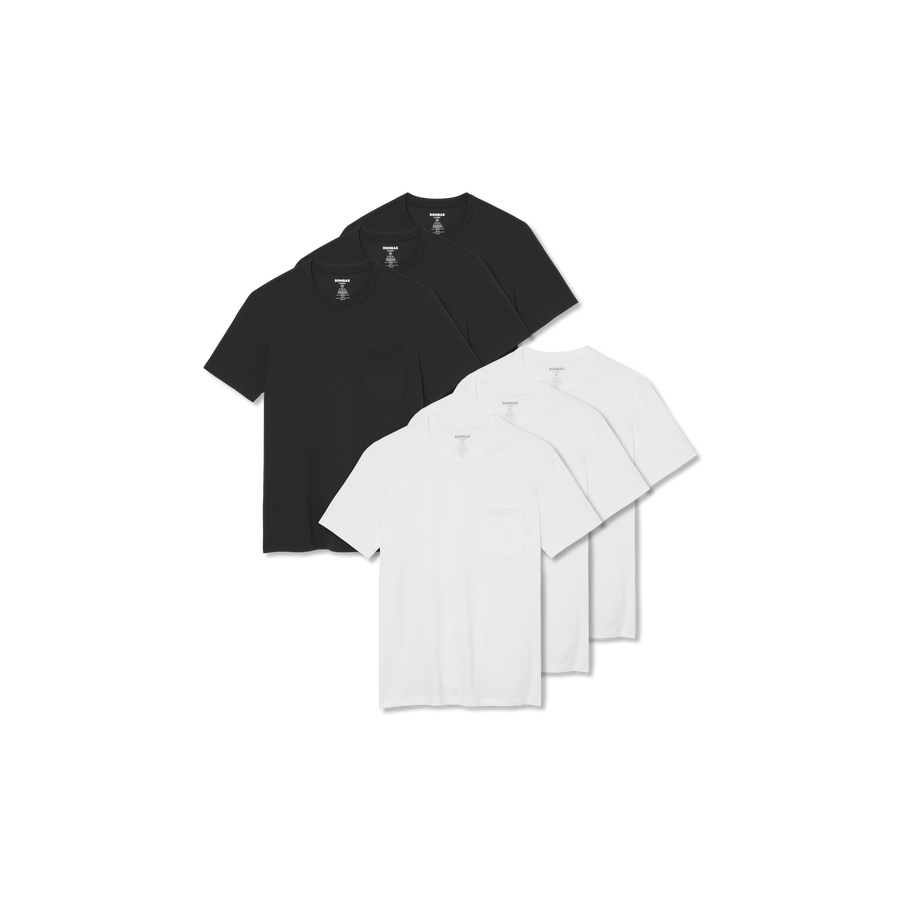 Men's Pima Cotton Pocket Crew Neck T-Shirt 6-Pack - Easy Travel Cut