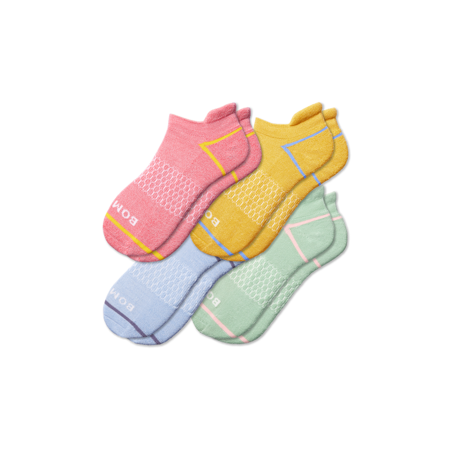 Women's Border Stripe Ankle Sock 4-Pack - Run School Cushion