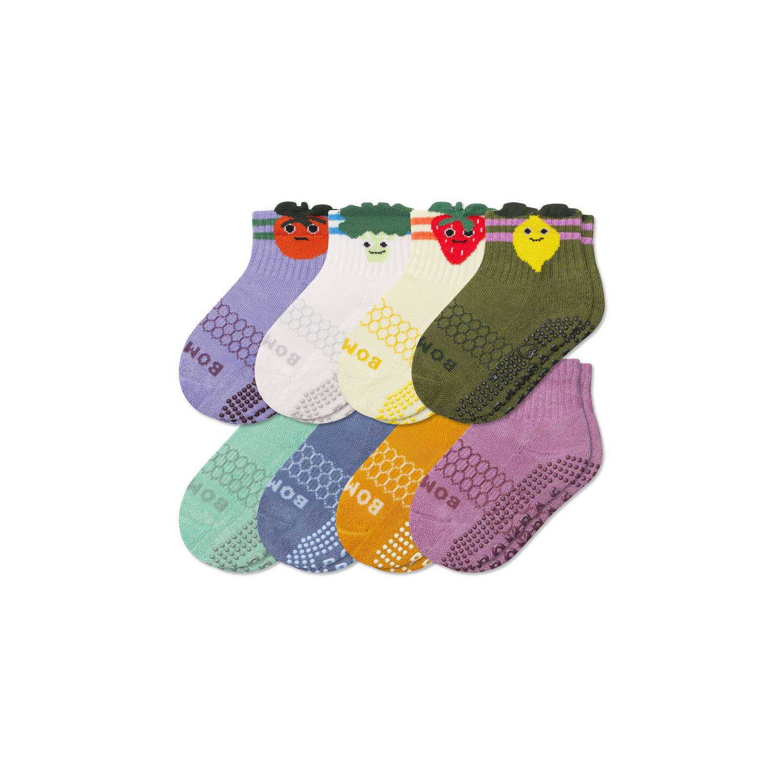 Toddler Gripper Calf Sock 8-Pack - blue mauve picnic mix L