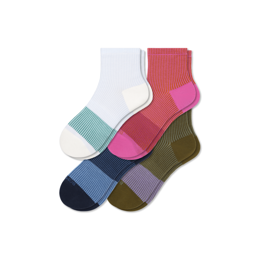 Women’s Lightweight Stripe Quarter Sock 4-Pack - Studio Lounge Rotation