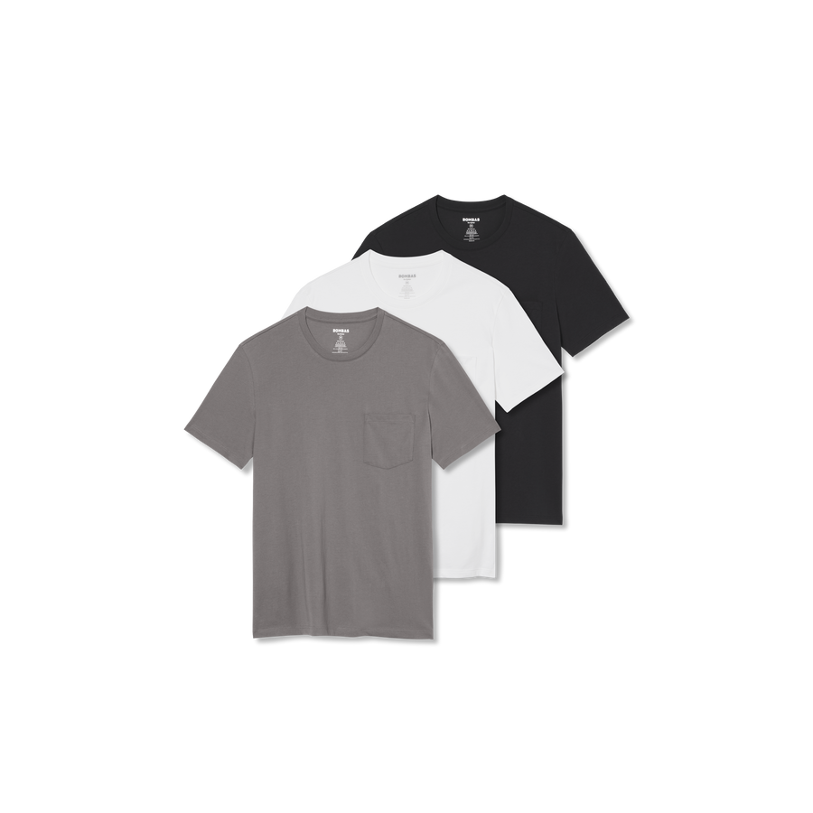 Men's Pima Cotton Pocket Crew Neck T-Shirt 3-Pack - Smooth Morning Ready